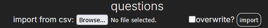 CSV import menu